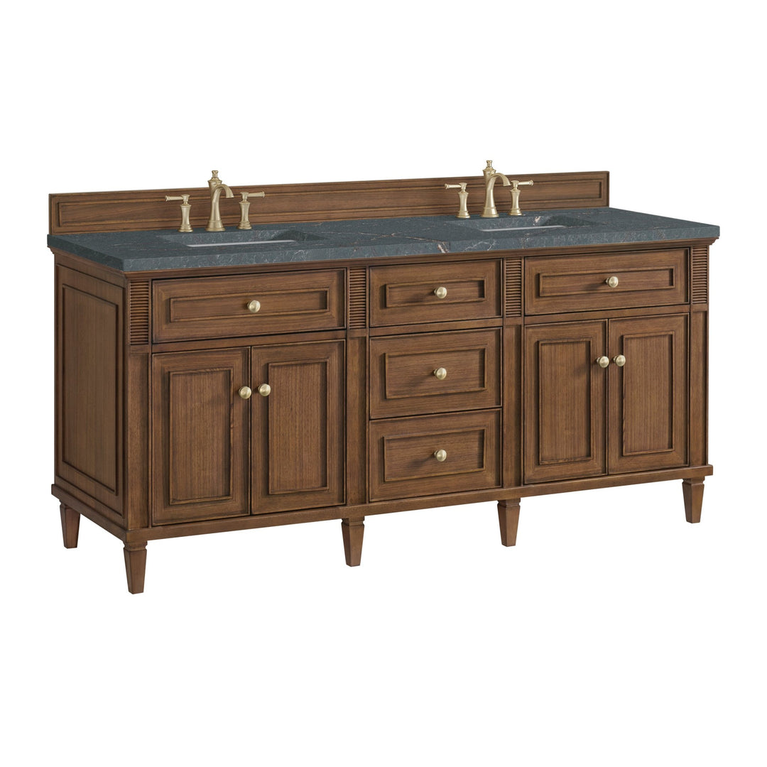 Lorelai 72"Double Vanity, Mid-Century Walnut w/ 3 CM Parisien Bleu Silestone Top