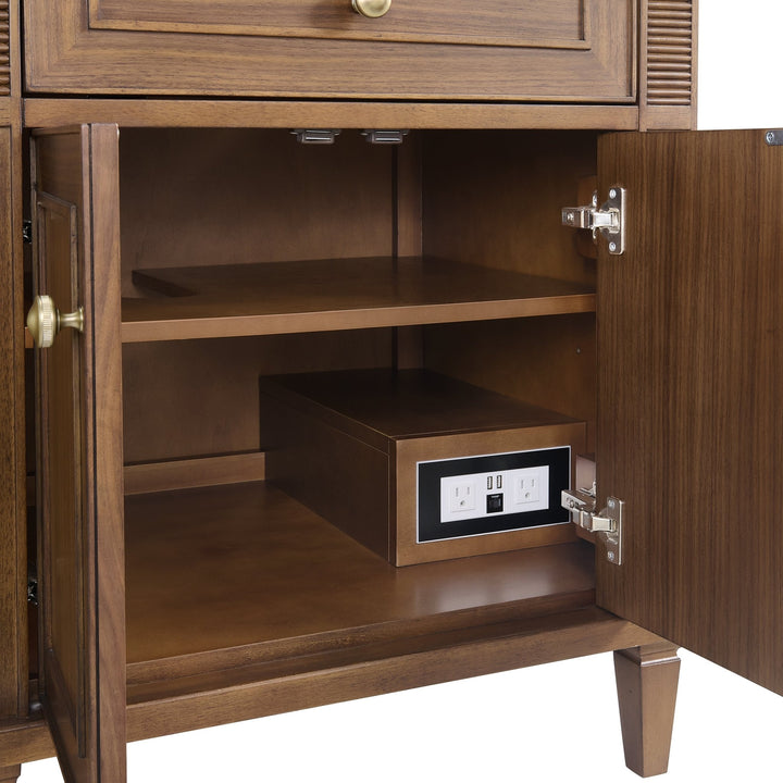 Lorelai 72"Double Vanity, Mid-Century Walnut w/ 3 CM White Zeus Silestone Top