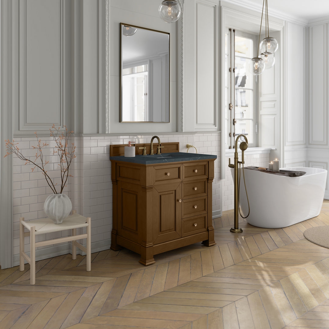 Brookfield 36" Single Vanity, Honey Oak w/ 3 CM Charcoal Soapstone Silestone® Top