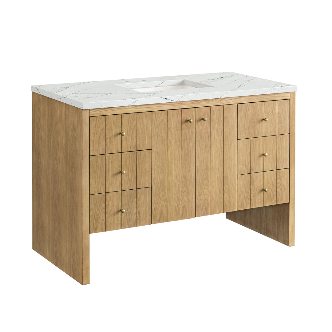 Hudson 48" Single Vanity, Light Natural Oak w/ 3 CM Ethereal Noctis Top