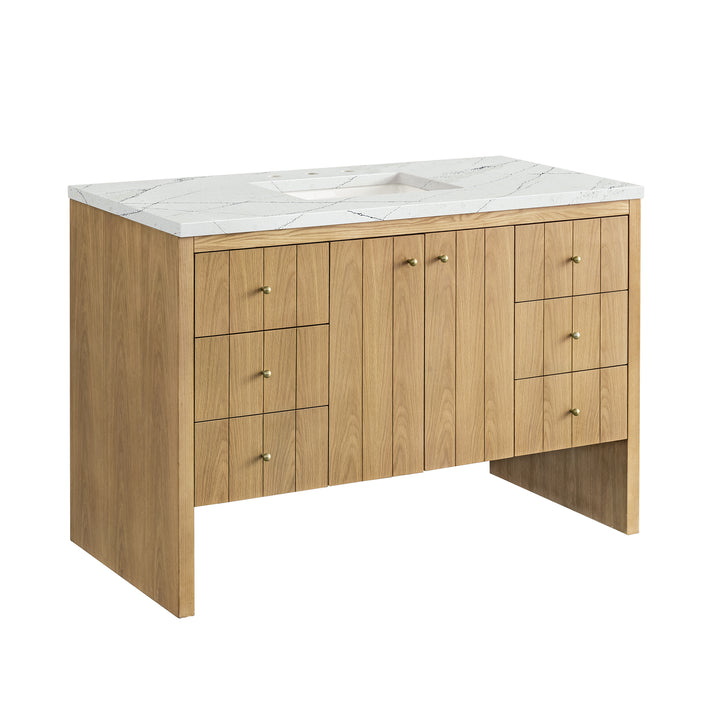 Hudson 48" Single Vanity, Light Natural Oak w/ 3 CM Ethereal Noctis Top
