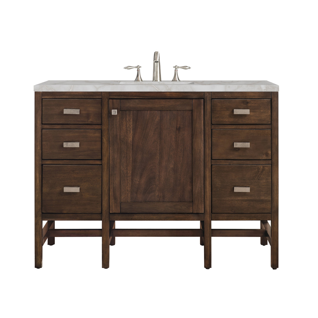 Addison 48" Single Vanity, Mid-Century Acacia w/ 3 CM Victorian Silver Silestone Top