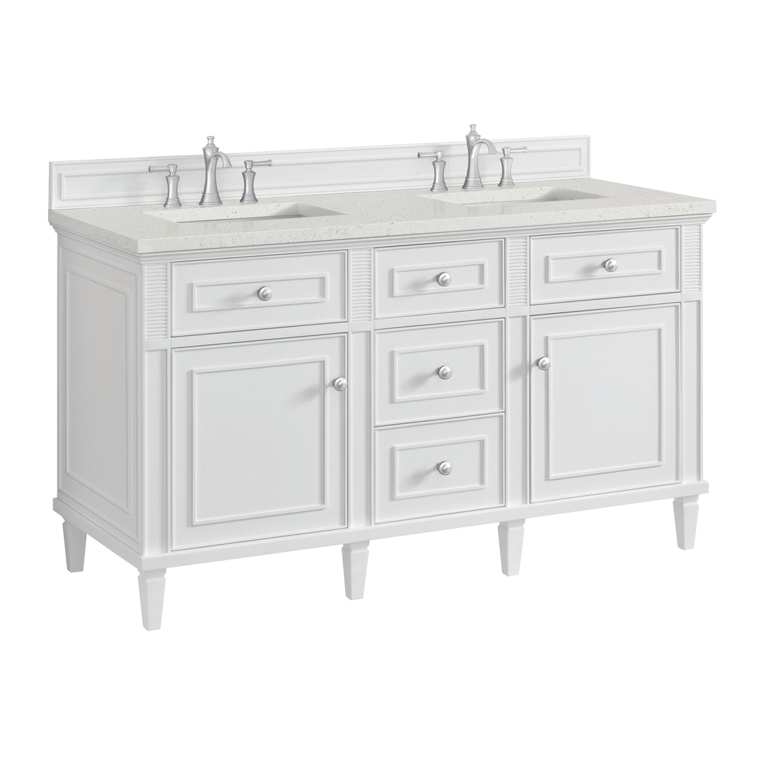 Lorelai 60" Double Vanity, Bright White w/ 3 CM Lime Delight Silestone Top