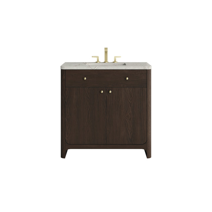 Gracyn 36" Single Vanity, Sable, w/ 3 CM Victorian Silver Quartz Widespread Top