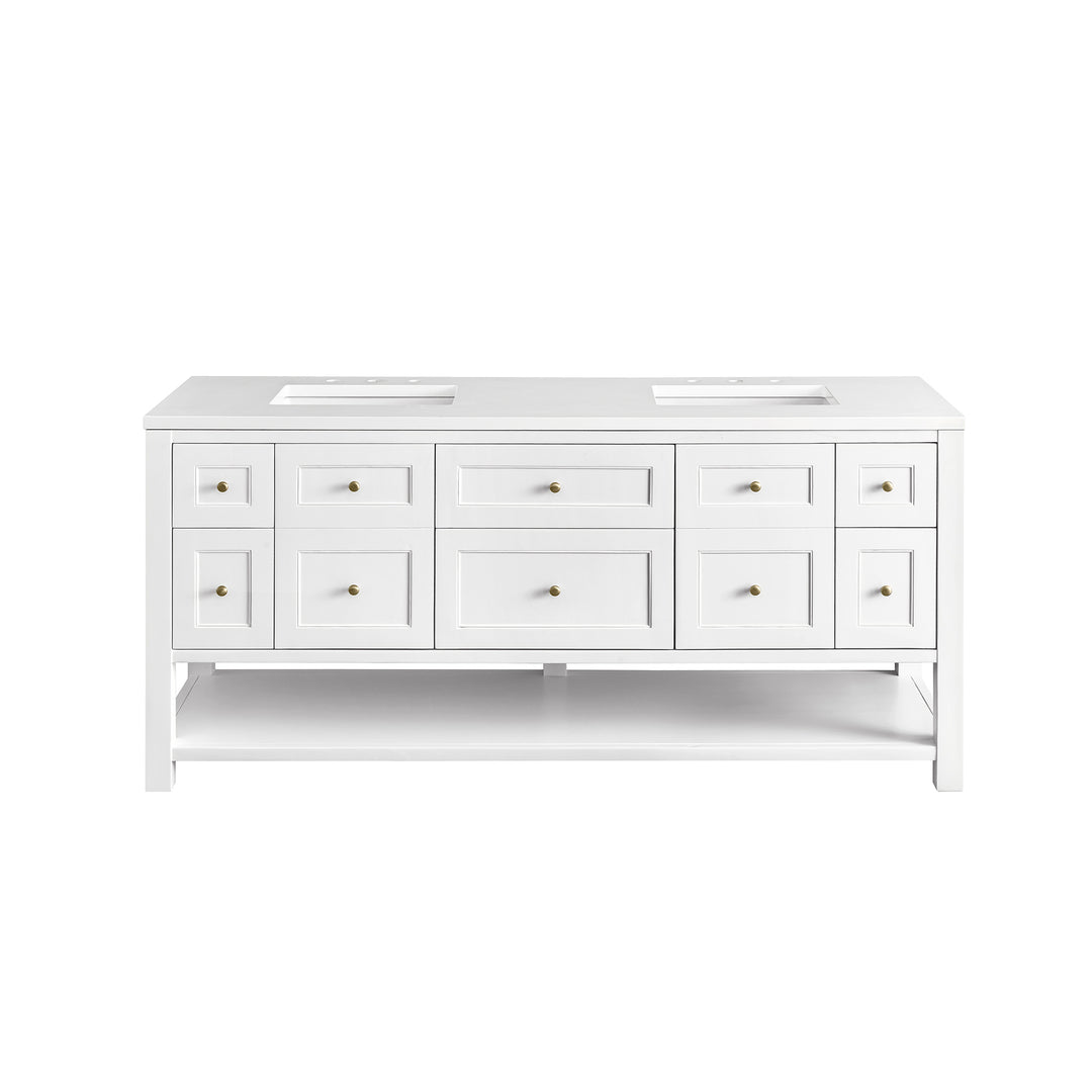 Breckenridge 72" Double Vanity, Bright White w/ 3 CM White Zeus Top