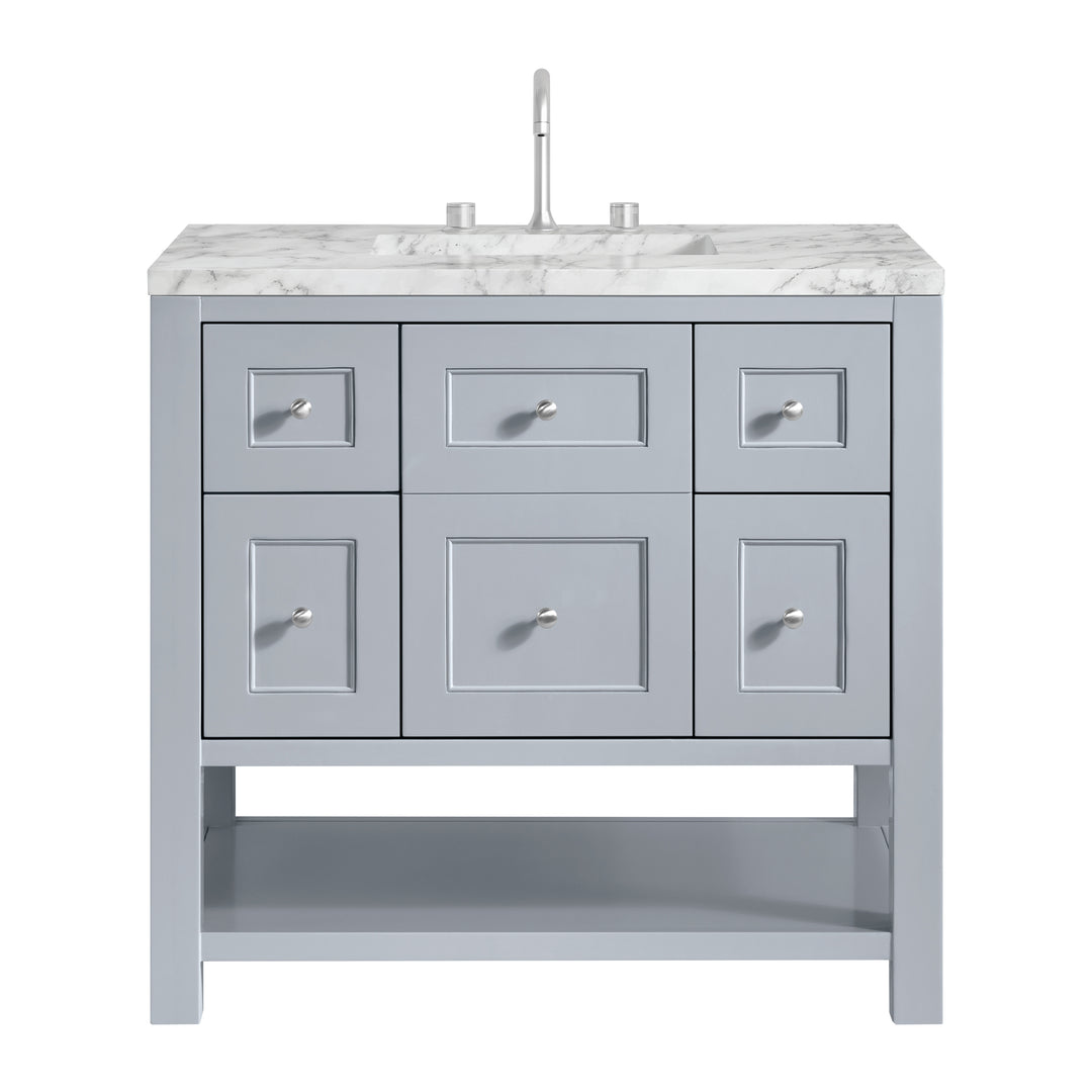 Breckenridge 36" Single Vanity, Serenity Blue, w/ 3 CM Carrara Marble Top