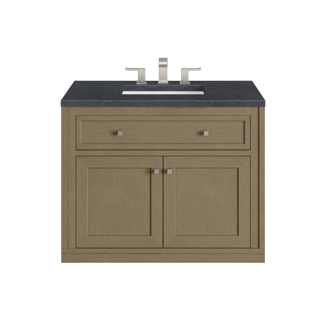 Chicago 36" Single Vanity, Walnut Whisper, w/ 3 CM Charcoal Soapstone Silestone® Top