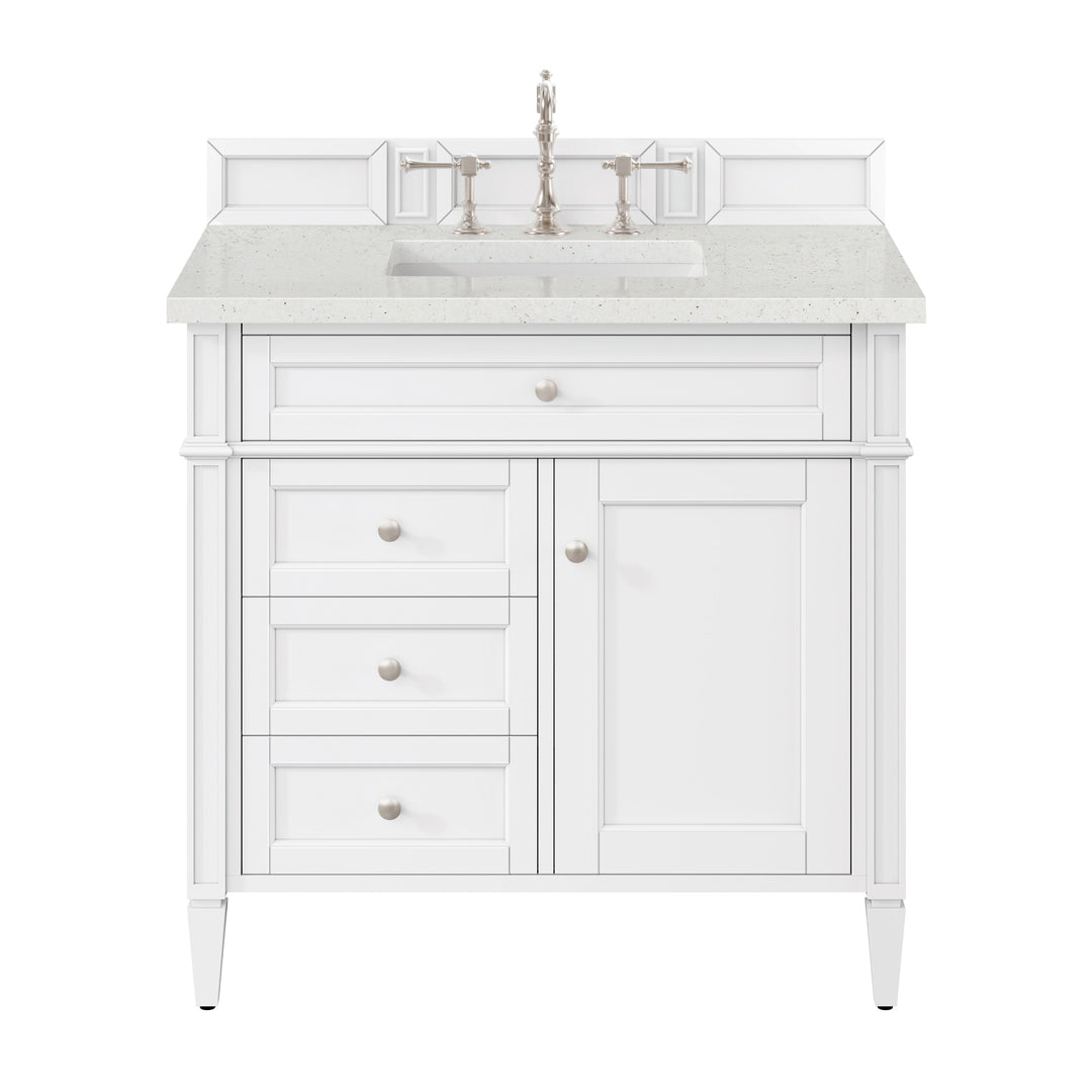 Brittany 36" Single Vanity, Bright White w/ 3 CM Lime Delight Silestone Top