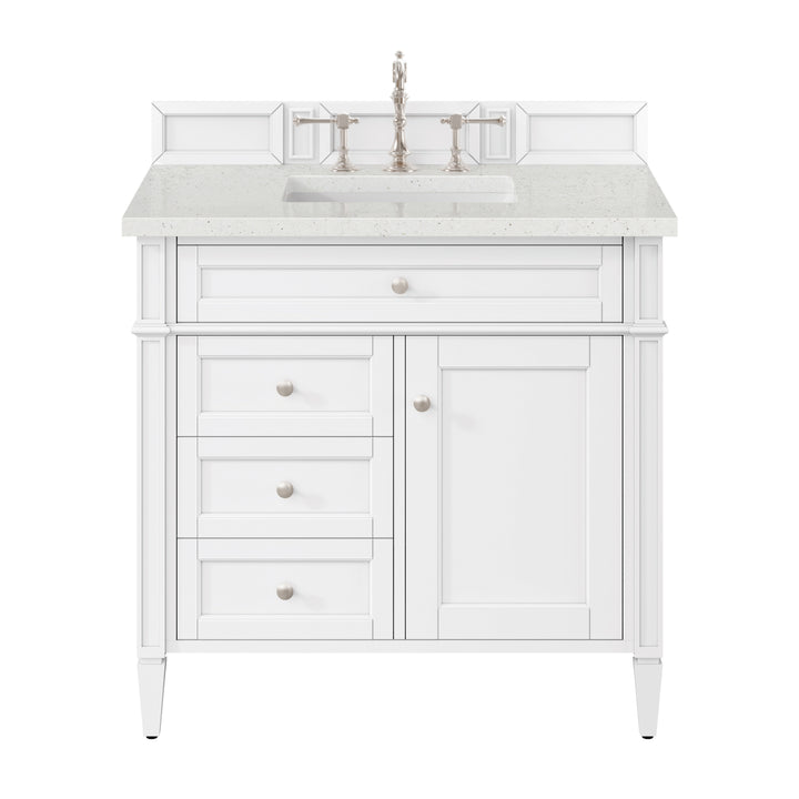 Brittany 36" Single Vanity, Bright White w/ 3 CM Lime Delight Silestone Top