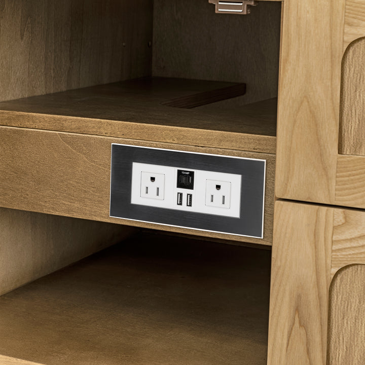 Laurent 48" Single Vanity, Light Natural Oak w/ 3 CM Victorian Silver Top w/FreePower Wireless Charger