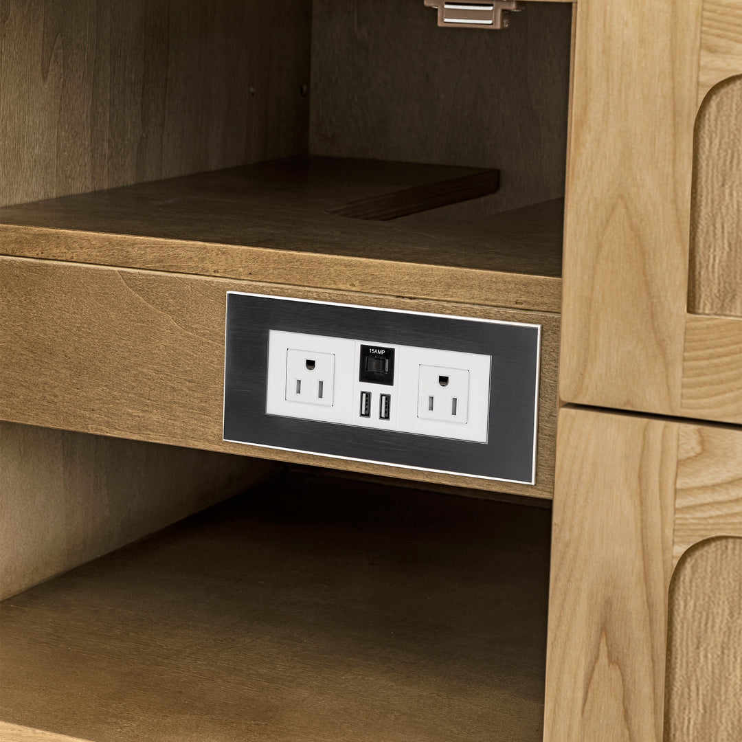 Laurent 48" Single Vanity, Light Natural Oak w/ 3 CM Eternal Jasmine Pearl Top w/FreePower Wireless Charger