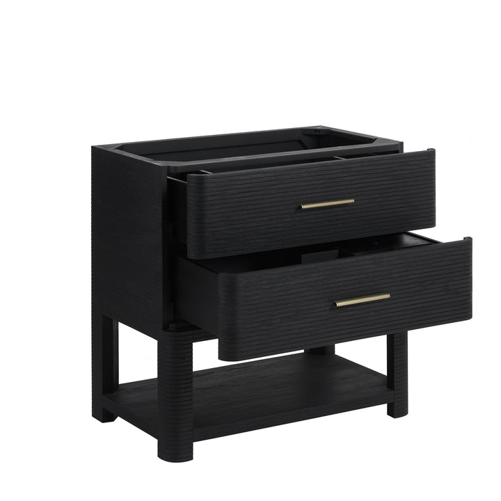 Lucian 36" Single Vanity, Carbon Oak w/ 3 CM Victorian Silver Silestone Top