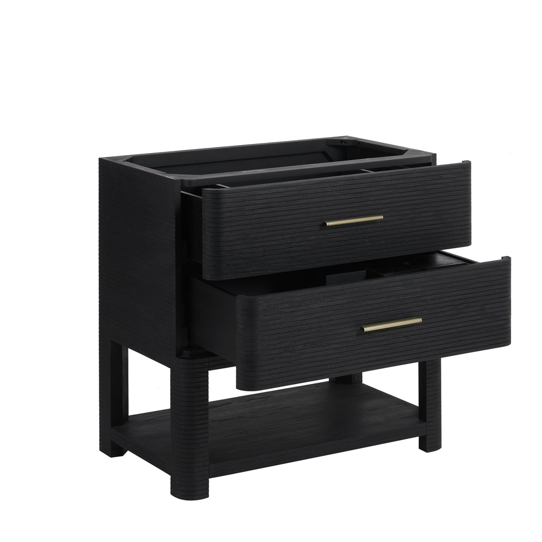 Lucian 36" Single Vanity, Carbon Oak w/ 3 CM White Zeus Silestone Top