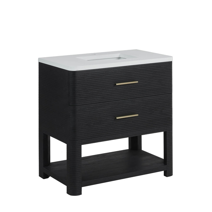 Lucian 36" Single Vanity, Carbon Oak w/ 3 CM White Zeus Silestone Top