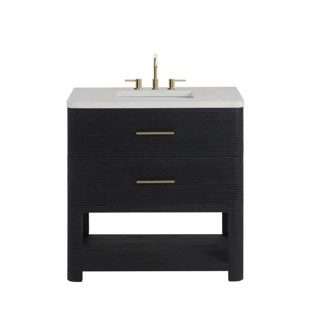 Lucian 36" Single Vanity, Carbon Oak w/ 3 CM White Zeus Silestone Widespread Top