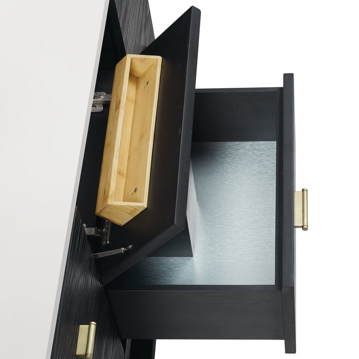 Lucian 48" Single Vanity, Carbon Oak w/ 3 CM Victorian Silver Silestone Top