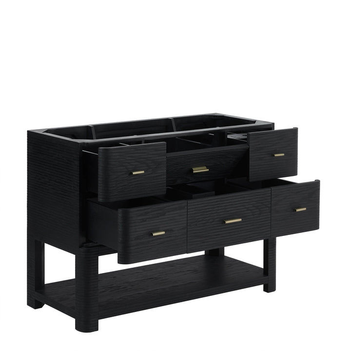 Lucian 48" Single Vanity, Carbon Oak w/ 3 CM Victorian Silver Silestone Top