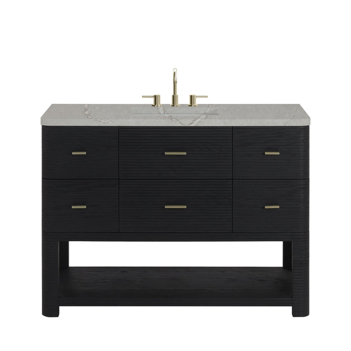 Lucian 48" Single Vanity, Carbon Oak w/ 3 CM Victorian Silver Silestone Top w/ FreePower Wireless Charger