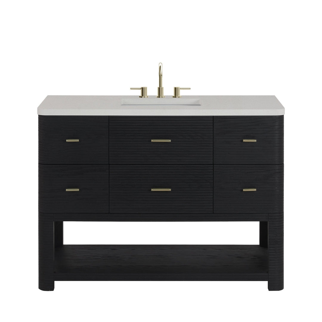 Lucian 48" Single Vanity, Carbon Oak w/ 3 CM White Zeus Silestone Widespread Top