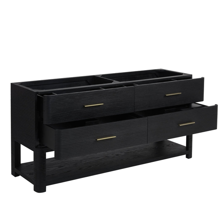 Lucian 72" Double Vanity, Carbon Oak w/ 3 CM Victorian Silver Silestone Top