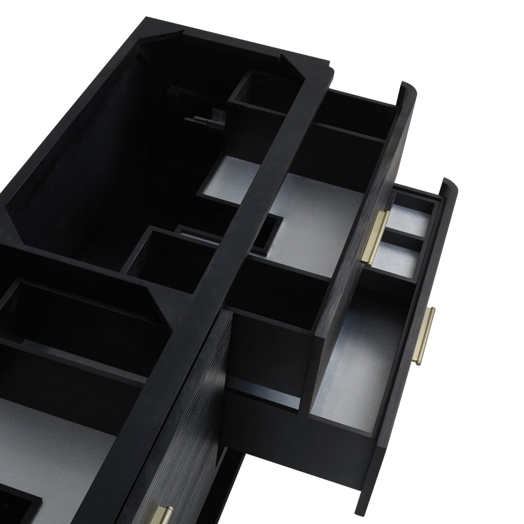 Lucian 72" Double Vanity, Carbon Oak w/ 3 CM White Zeus Silestone Top