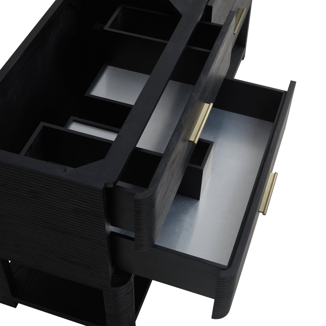 Lucian 72" Double Vanity, Carbon Oak w/ 3 CM White Zeus Silestone Top