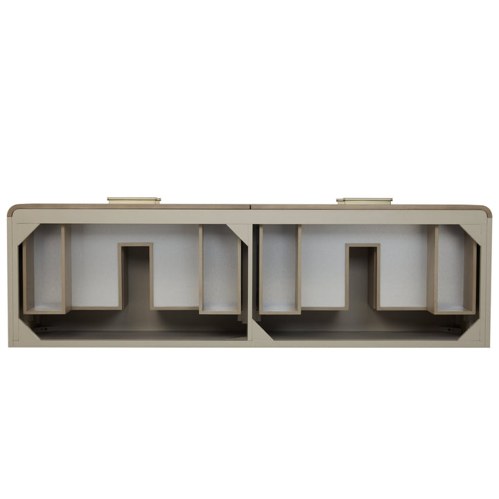 Lucian 72" Double Vanity, Pebble Oak w/ 3 CM Victorian Silver Silestone Top w/FreePower Wireless Charger