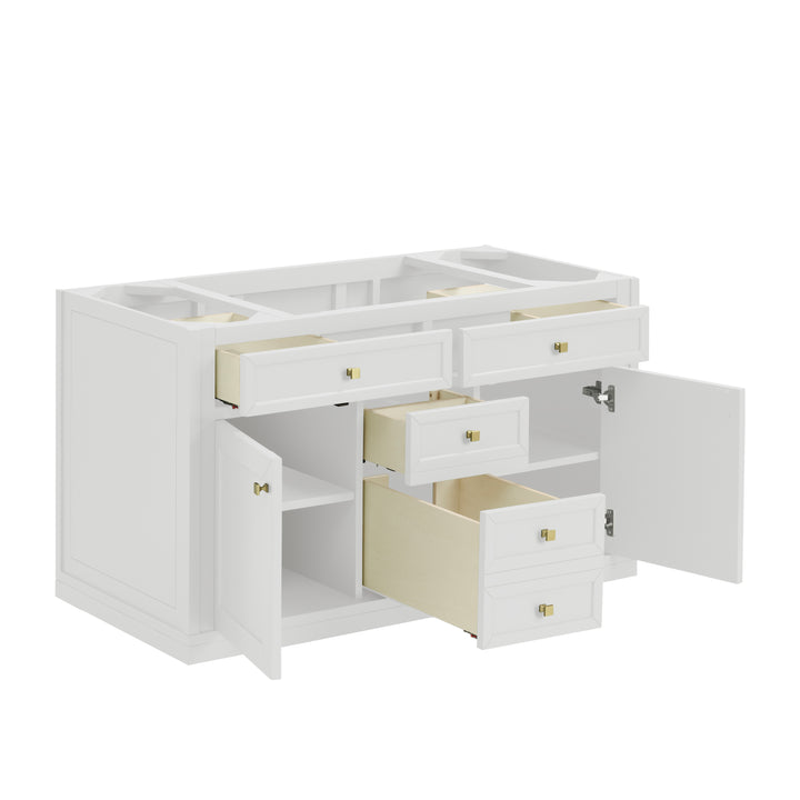 Chicago 48" Single Vanity, Glossy White, w/ 3 CM Arctic Fall Solid Surface Top