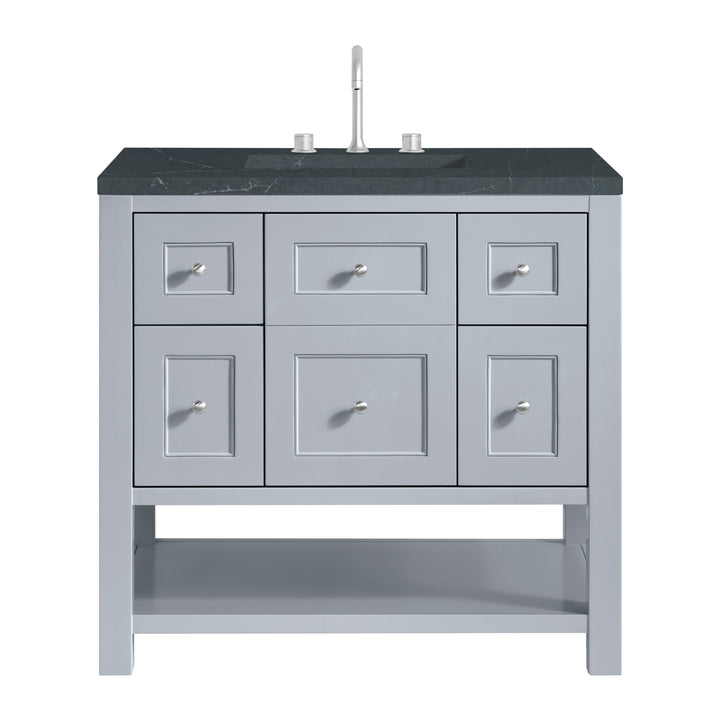 Breckenridge 36" Single Vanity, Serenity Blue, w/ 3 CM Charcoal Soapstone Quartz Top