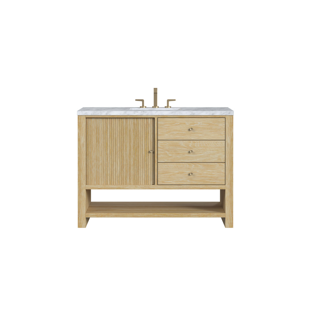 Marigot 48" Single Vanity, Sunwashed Oak w/ 3 CM Carrara White Marble Top