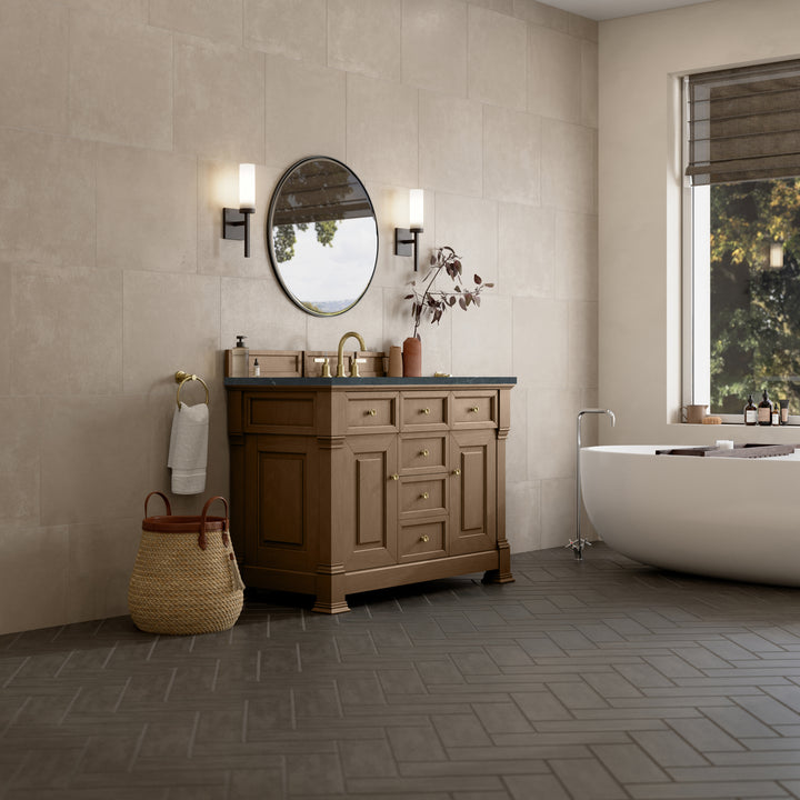 Brookfield 48" Single Vanity, Pecan w/3 CM Charcoal Soapstone Silestone® Top