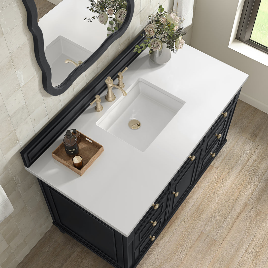 Lorelai 48" Single Vanity, Black Onyx w/ 3 CM White Zeus Silestone Top