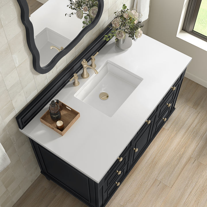 Lorelai 48" Single Vanity, Black Onyx w/ 3 CM White Zeus Silestone Top