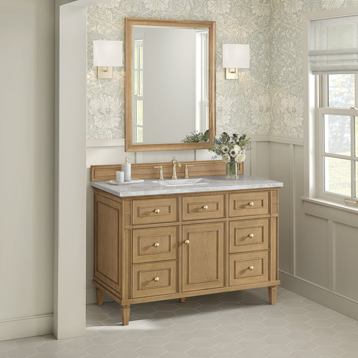 Lorelai 48" Single Vanity, Light Natural Oak w/ 3 CM Victorian Silver Silestone Top