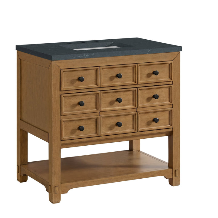 Malibu 36" Single Vanity, Amber Birch w/ 3 CM Charcoal Soapstone Top