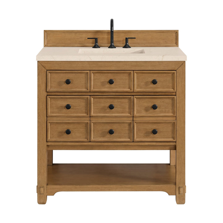 Malibu 36" Single Vanity, Amber Birch w/ 3 CM Eternal Marfil Top