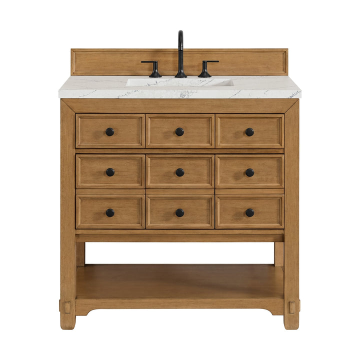 Malibu 36" Single Vanity, Amber Birch w/ 3 CM Ethereal Noctis Top