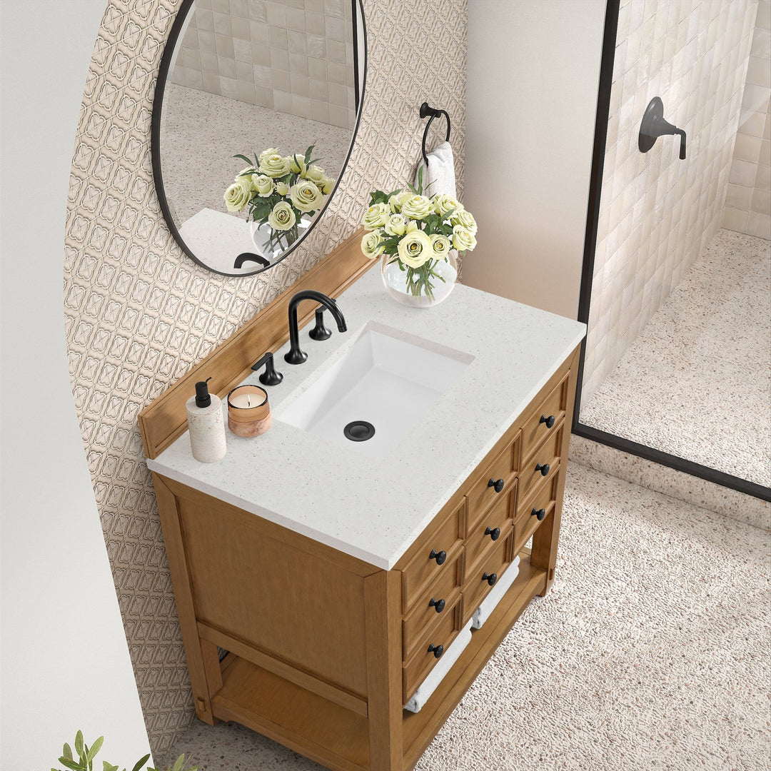 Malibu 36" Single Vanity, Amber Birch w/ 3 CM Lime Delight Top