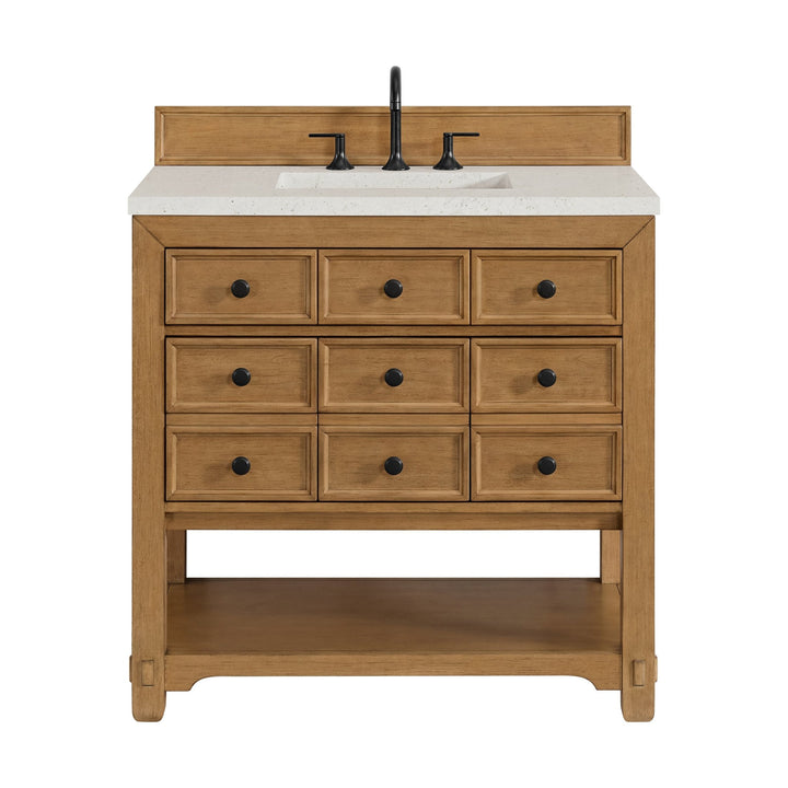 Malibu 36" Single Vanity, Amber Birch w/ 3 CM Lime Delight Top