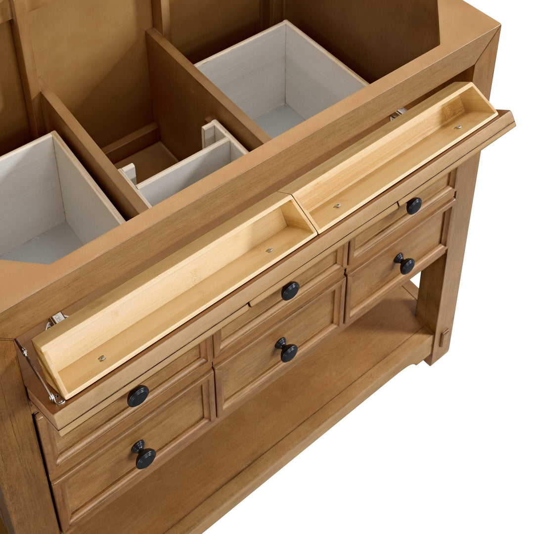 Malibu 36" Single Vanity, Amber Birch w/ 3 CM Parisien Bleu Top