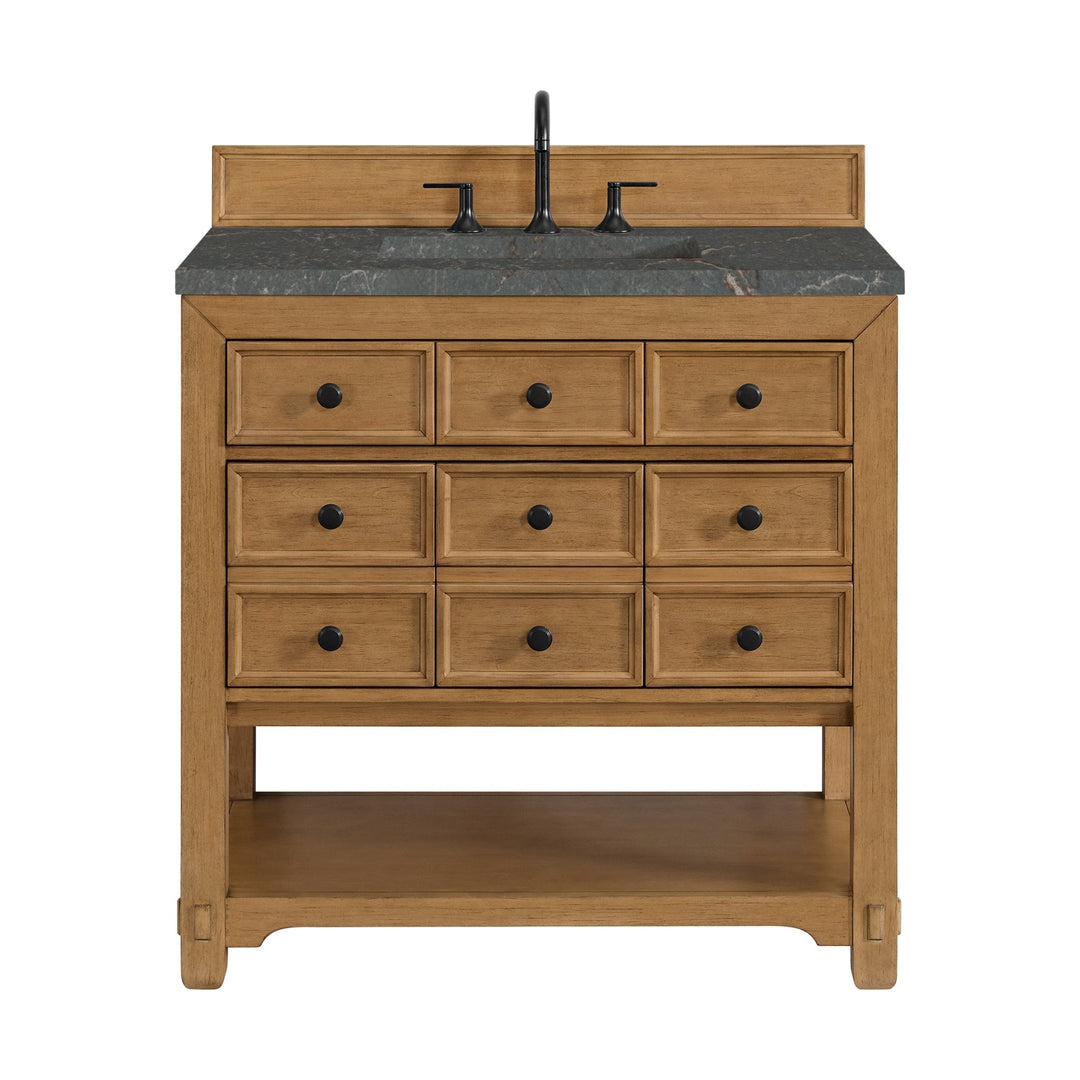 Malibu 36" Single Vanity, Amber Birch w/ 3 CM Parisien Bleu Top