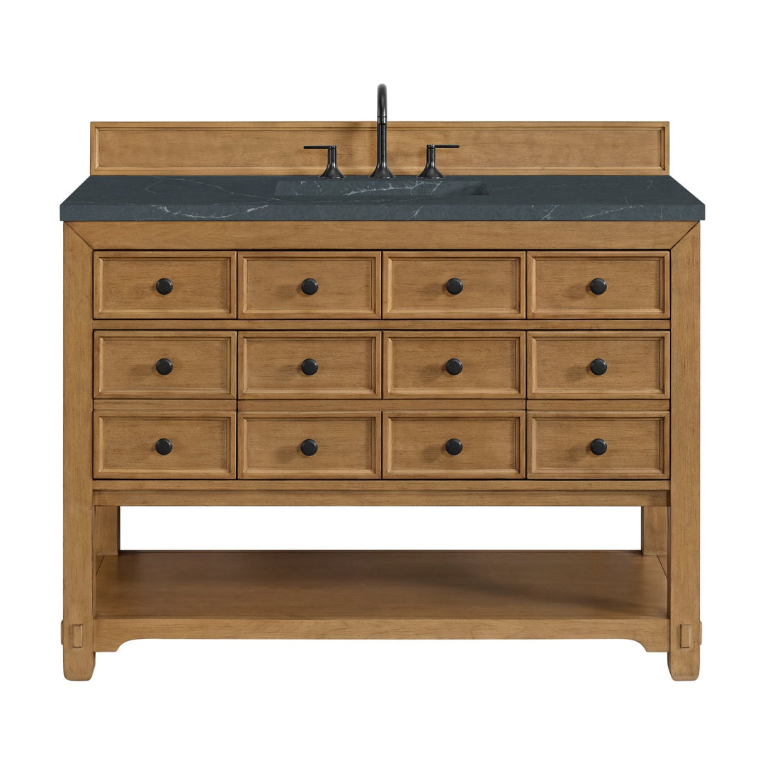 Malibu 48" Single Vanity, Amber Birch w/ 3 CM Charcoal Soapstone Silestone Top