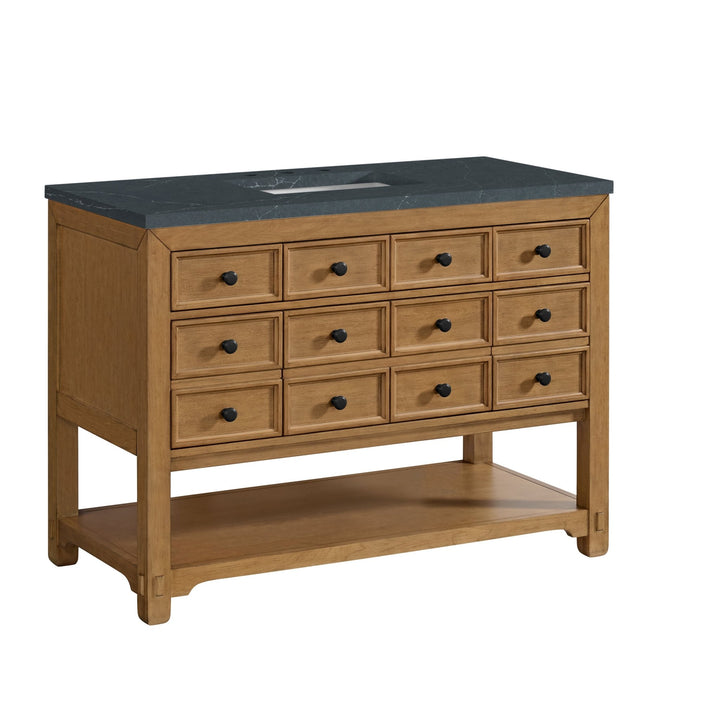 Malibu 48" Single Vanity, Amber Birch w/ 3 CM Charcoal Soapstone Silestone Top