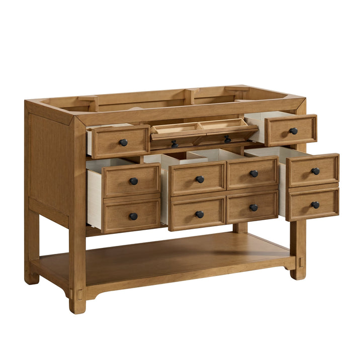 Malibu 48" Single Vanity, Amber Birch w/ 3 CM Parisien Bleu Silestone Top