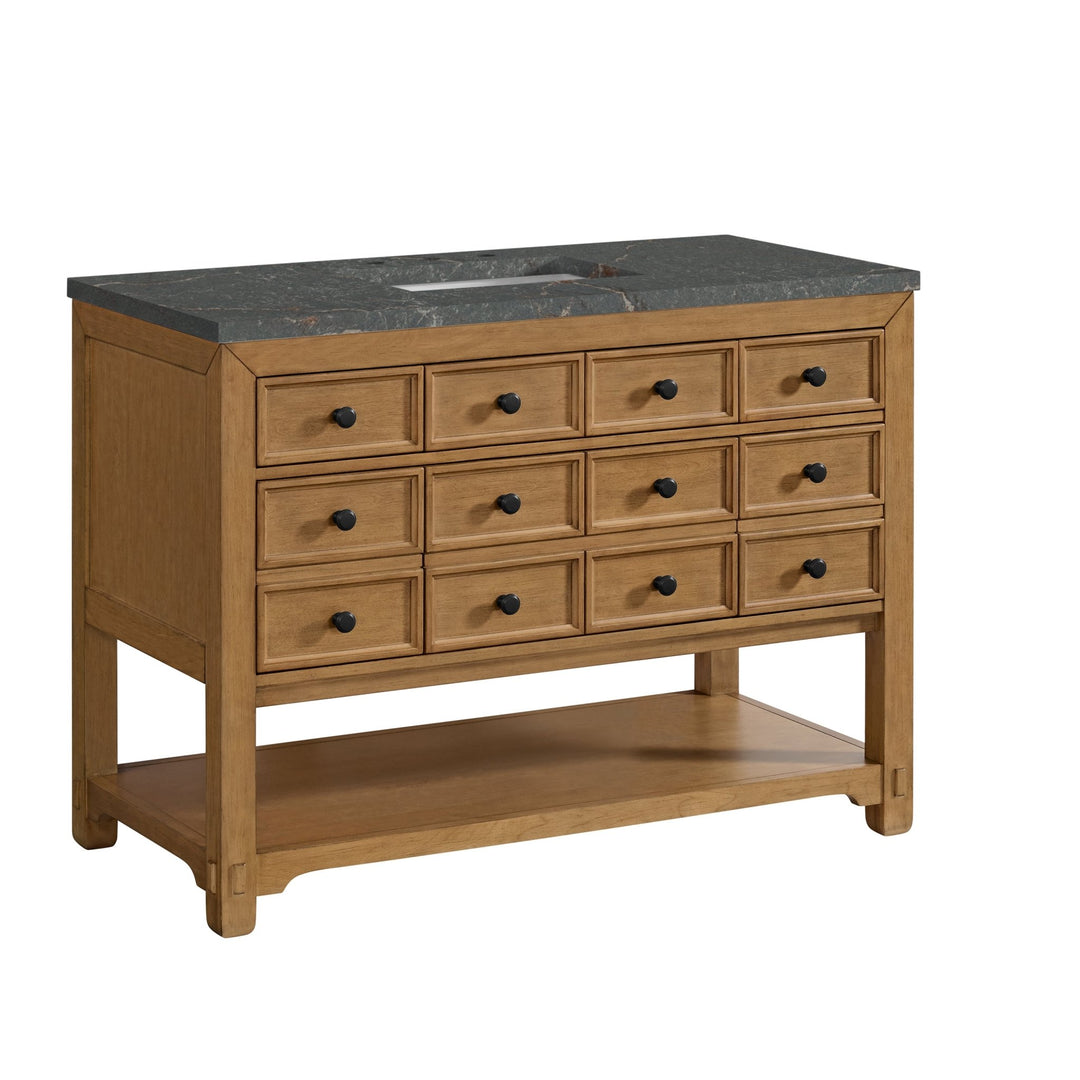 Malibu 48" Single Vanity, Amber Birch w/ 3 CM Parisien Bleu Silestone Top w/ FreePower Wireless Charger