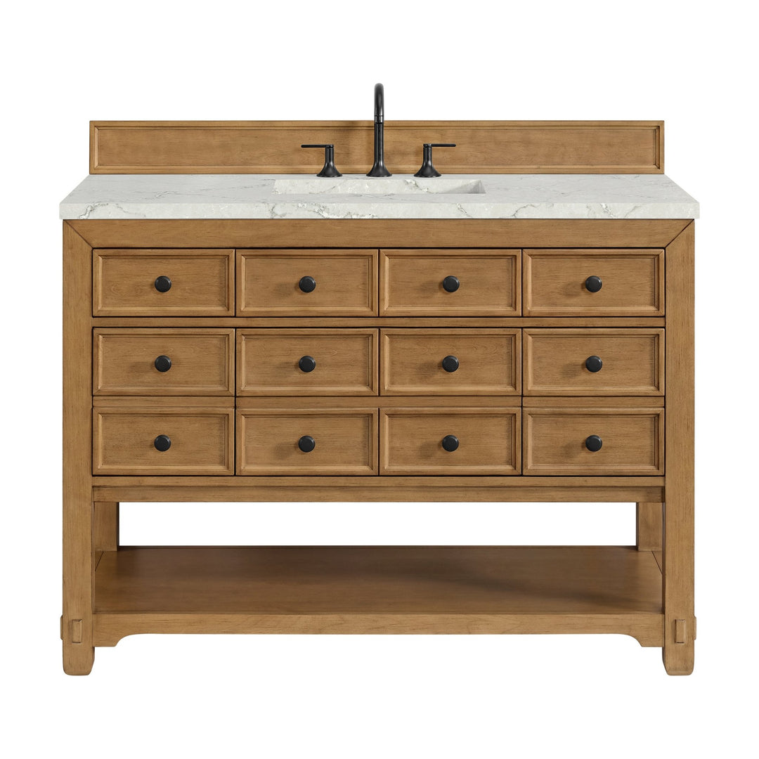 Malibu 48" Single Vanity, Amber Birch w/ 3 CM Victorian Silver Silestone Top