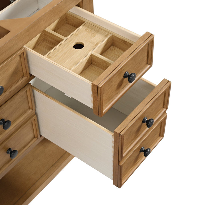 Malibu 48" Single Vanity, Amber Birch w/ 3 CM White Zeus Silestone Top