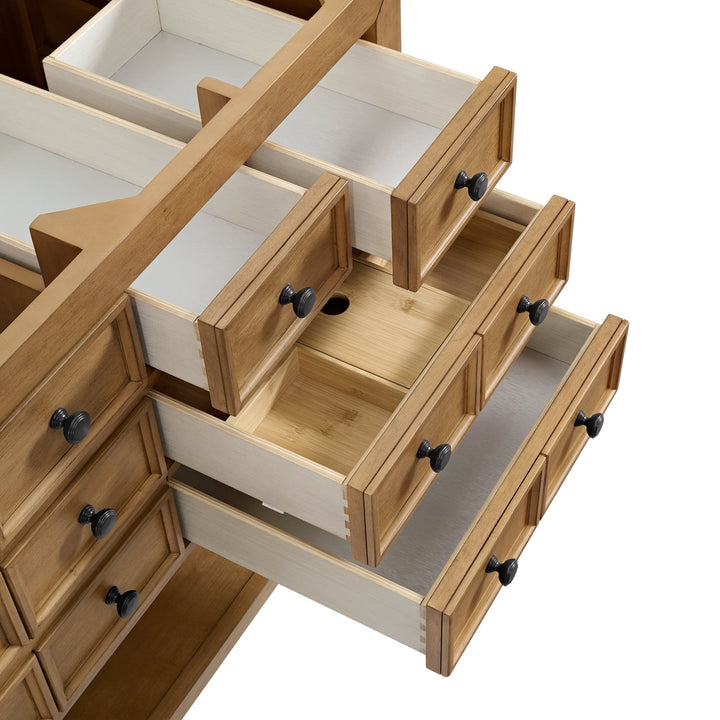 Malibu 60" Single Vanity, Amber Birch w/ 3 CM Ethereal Noctis Top w/ FreePower Wireless Charger