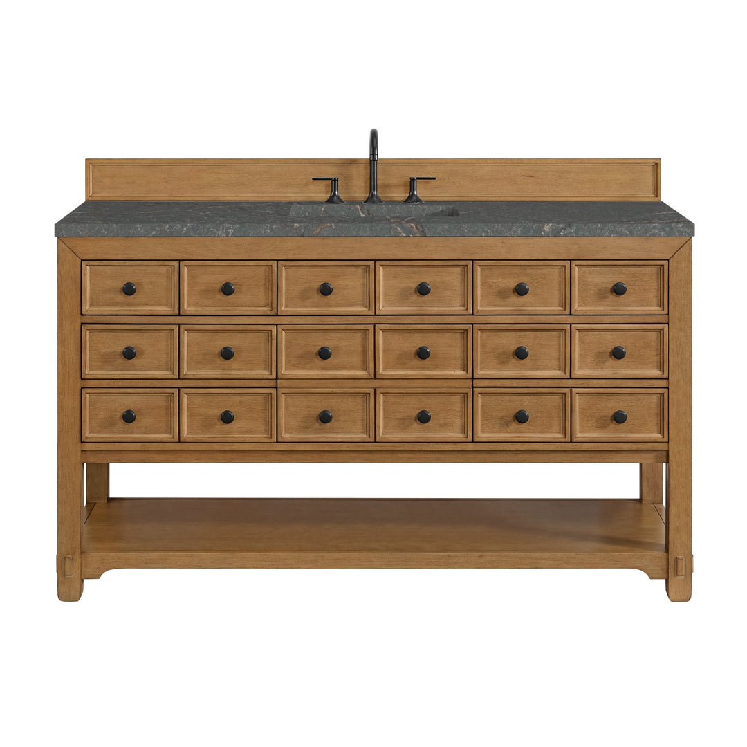 Malibu 60" Single Vanity, Amber Birch w/ 3 CM Parisien Bleu Top w/ FreePower Wireless Charger