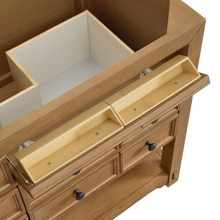Malibu 72" Double Vanity, Amber Birch w/ 3 CM Ethereal Noctis Top w/ FreePower Wireless Charger